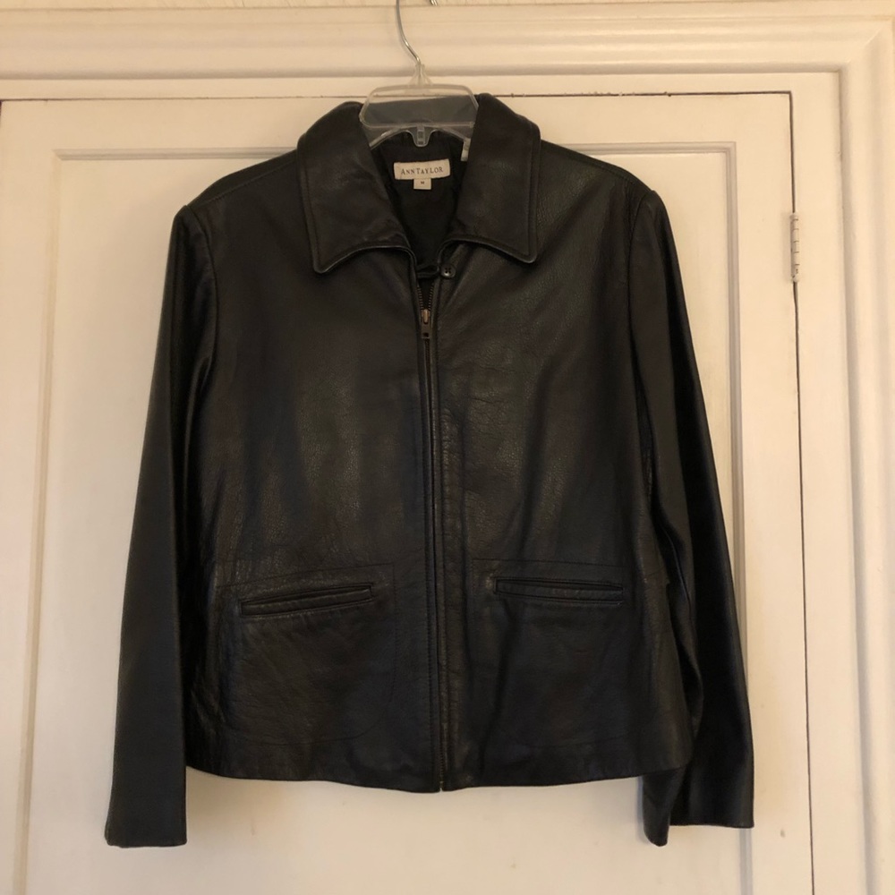 Ann Taylor Black Leather Jacket Preowned